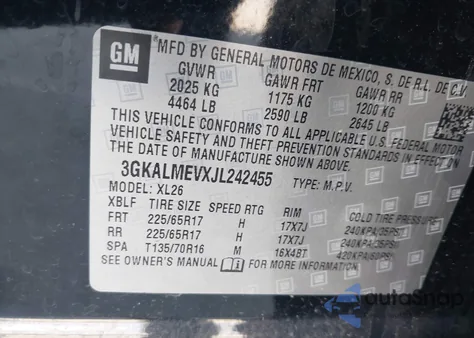 2018 GMC Terrain Sle z USA, uszkodzony, nr VIN 3GKALMEVXJL242455